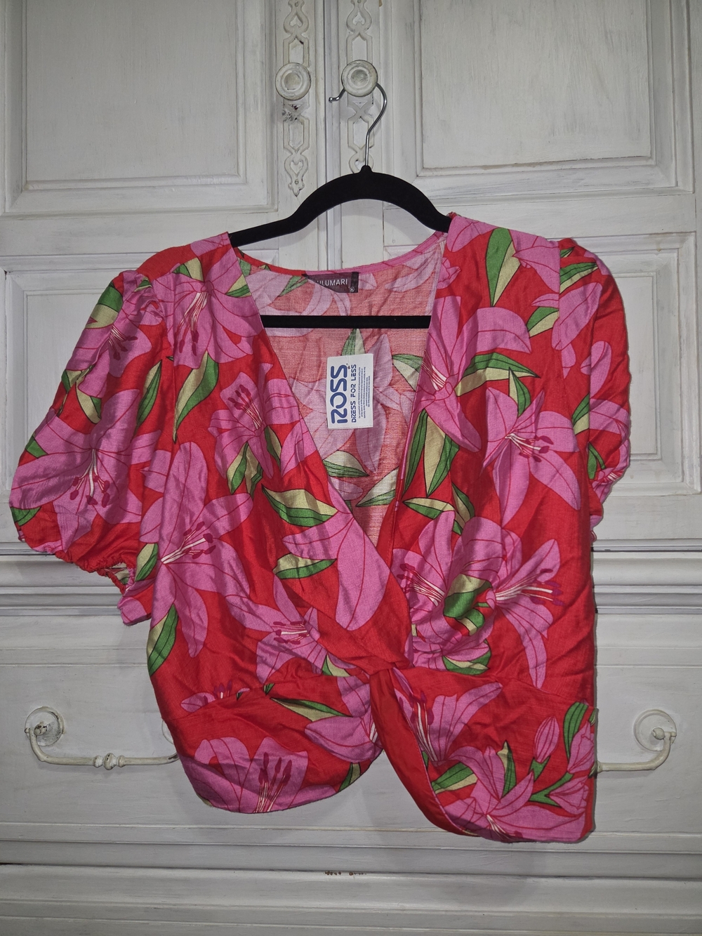 Lulumari Pink & Red Floral Wrap Blouse